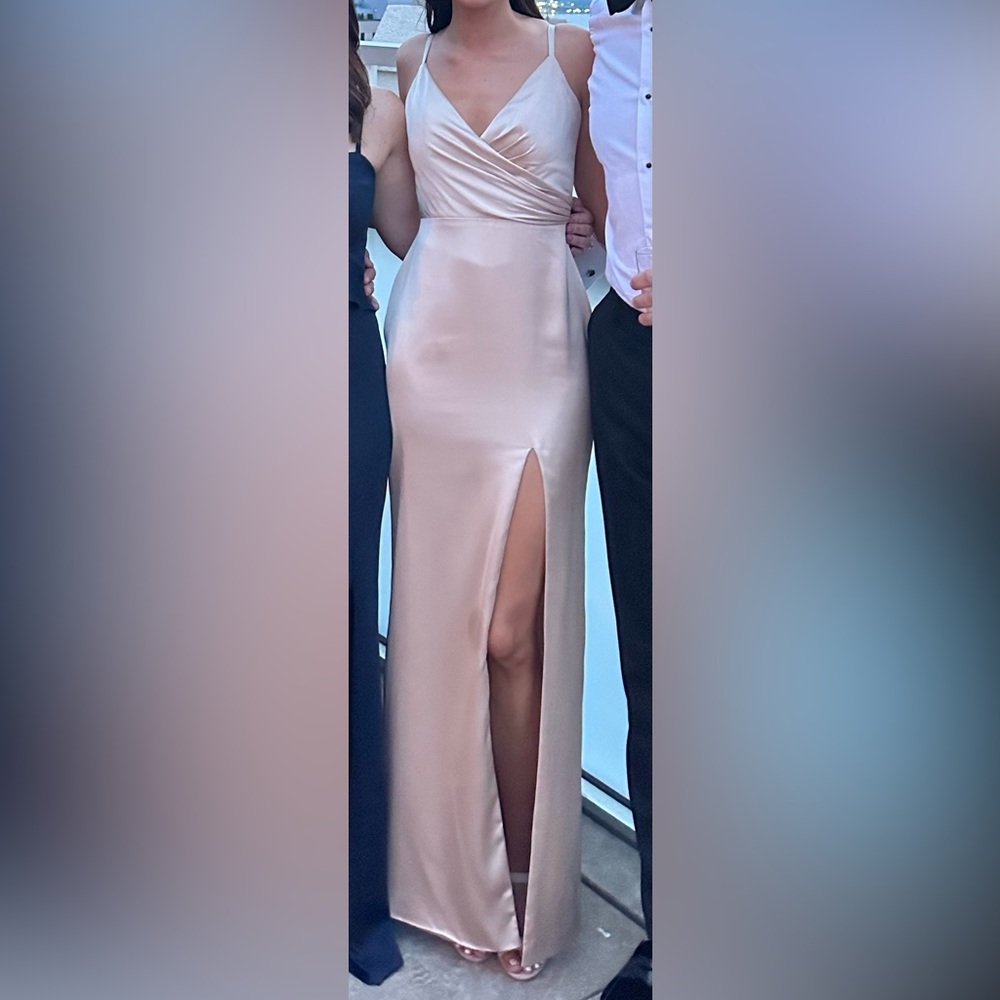 Revelry Rava Satin Dress Gold Champagne Satin Slip Dress size 0 Bride…
